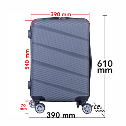 Troler voiaj Mediu, Naimeed D6018, 4 roti duble 360 grade, PP, inchidere cifru, Gri, 39x22.5x54cm