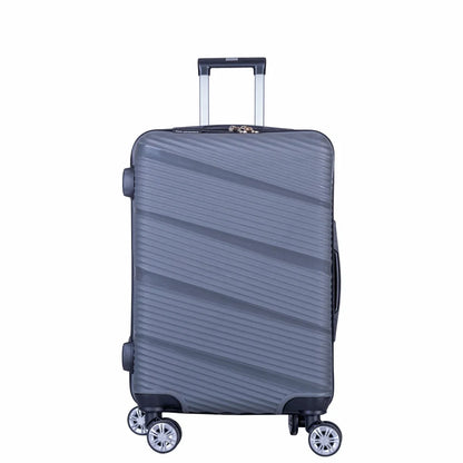 Troler voiaj Mic, Naimeed D6018, 4 roti duble 360 grade, PP, inchidere cifru, Gri, 33x20.5x45cm