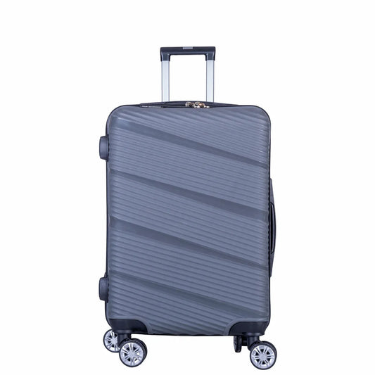 Troler voiaj Mic, Naimeed D6018, 4 roti duble 360 grade, PP, inchidere cifru, Gri, 33x20.5x45cm