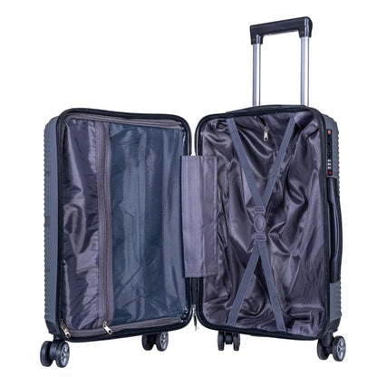 Troler voiaj Mare, Naimeed D6018, 4 roti duble 360 grade, PP, inchidere cifru, Gri, 46x25x64cm