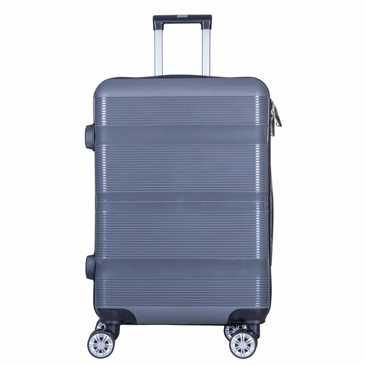 Troler voiaj Mare, Naimeed D6019, 4 roti duble 360 grade, PP, inchidere cifru, Gri, 47x25.5x67cm