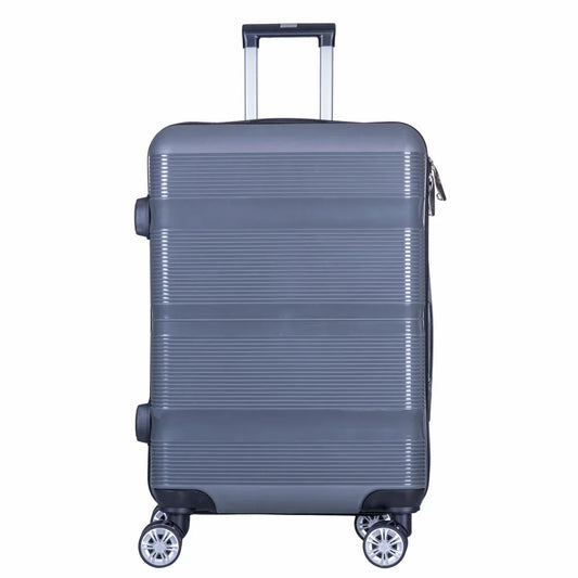 Troler voiaj Mare, Naimeed D6019, 4 roti duble 360 grade, PP, inchidere cifru, Gri, 47x25.5x67cm
