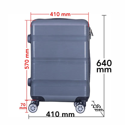 Troler voiaj Mediu, Naimeed D6019, 4 roti duble 360 grade, PP, inchidere cifru, Gri, 41x23x57cm
