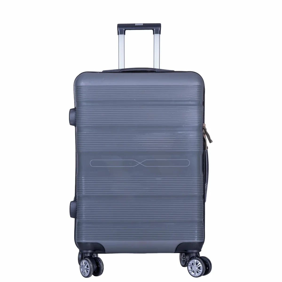 Troler voiaj Mediu, Naimeed D6020, 4 roti duble 360 grade, PP, inchidere cifru, Gri, 43x24x59cm