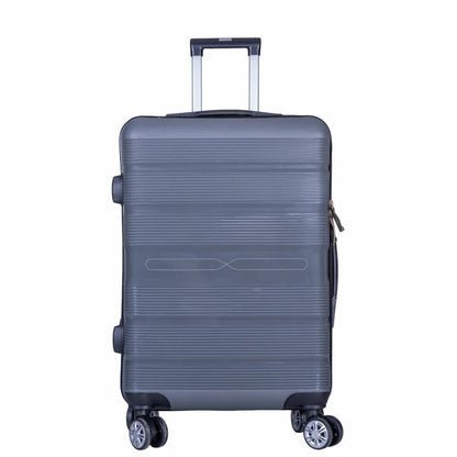 Troler voiaj Mediu, Naimeed D6020, 4 roti duble 360 grade, PP, inchidere cifru, Gri, 43x24x59cm