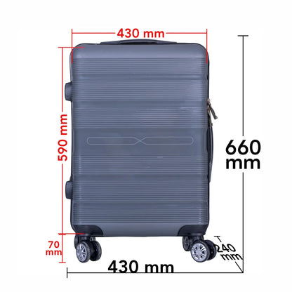 Troler voiaj Mediu, Naimeed D6020, 4 roti duble 360 grade, PP, inchidere cifru, Gri, 43x24x59cm