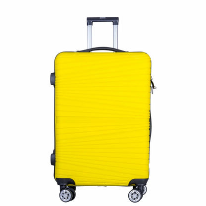 Troler voiaj Mediu, Naimeed D6021, 4 roti duble 360 grade, PP, inchidere cifru, Galben, 37x22x52cm