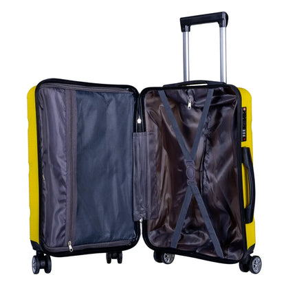 Troler voiaj Mic, Naimeed D6021, 4 roti duble 360 grade, PP, inchidere cifru, Galben, 31x20x43cm