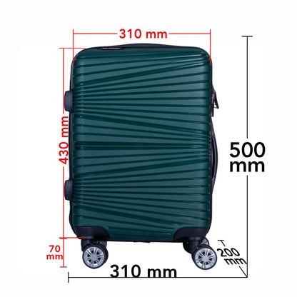 Troler voiaj Mic, Naimeed D6025, 4 roti duble 360 grade, PP, inchidere cifru, Verde, 31x20x43cm