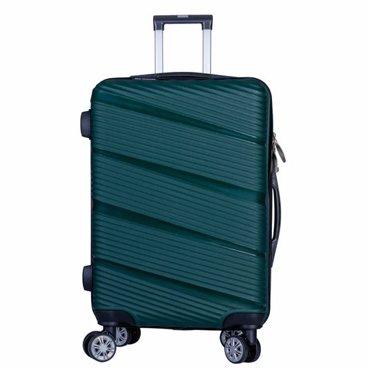 Troler voiaj Mare, Naimeed D6026, 4 roti duble 360 grade, PP, inchidere cifru, Verde, 46x25x64cm