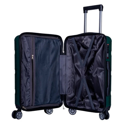 Troler voiaj Mare, Naimeed D6027, 4 roti duble 360 grade, PP, inchidere cifru, Verde, 47x25.5x67cm