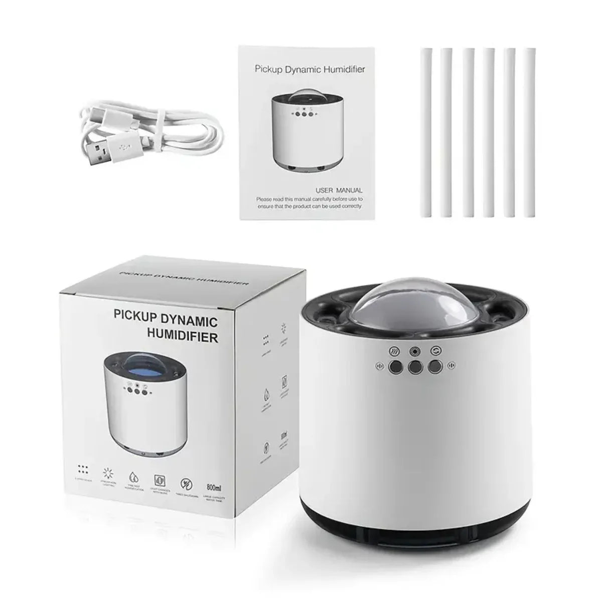 Umidificator cu aromaterapie, Naimeed D6050, Alb, 128x137x128mm