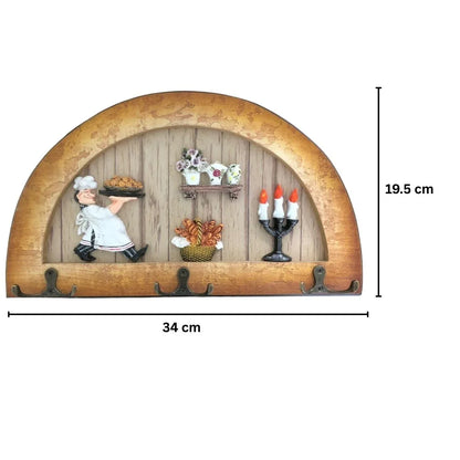Cuier decorativ cu 3 carlige duble, Naimeed D61-9, 34x19.5x1 cm, Maro