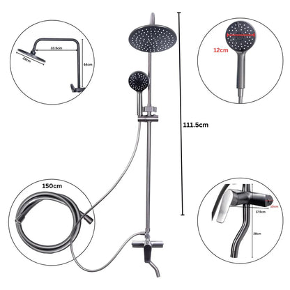Coloana de dus, cu para fixa si para mobila, Naimeed D6136, 3 functii, otel inoxidabil, Argintiu
