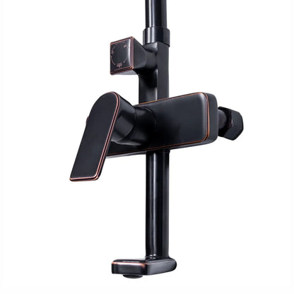 Coloana de dus, cu para fixa si para mobila, Naimeed D6137, 3 functii, otel inoxidabil, Negru