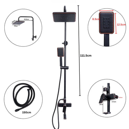 Coloana de dus, cu para fixa si para mobila, Naimeed D6137, 3 functii, otel inoxidabil, Negru