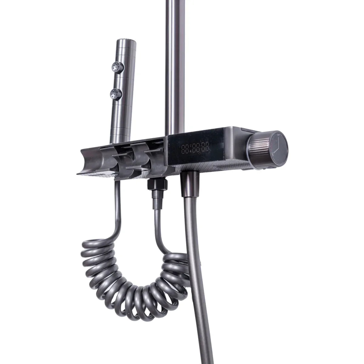 Coloana de dus, cu para fixa si para mobila, Naimeed D6139, 4 functii, otel inoxidabil, Gri