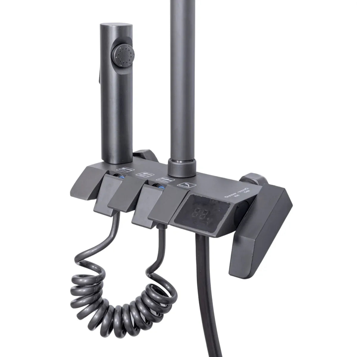 Coloana de dus, cu para fixa si para mobila, Naimeed D6142, 4 functii, otel inoxidabil, Gri