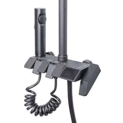 Coloana de dus, cu para fixa si para mobila, Naimeed D6142, 4 functii, otel inoxidabil, Gri