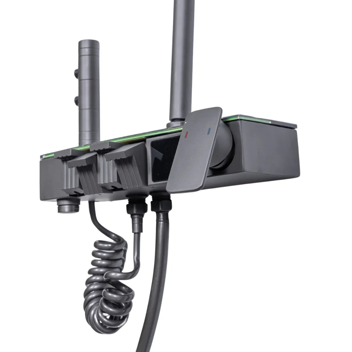 Coloana de dus, cu para fixa si para mobila, Naimeed D6147, 4 functii, otel inoxidabil, Gri