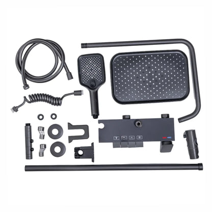 Coloana de dus, cu para fixa si para mobila, Naimeed D6147, 4 functii, otel inoxidabil, Gri