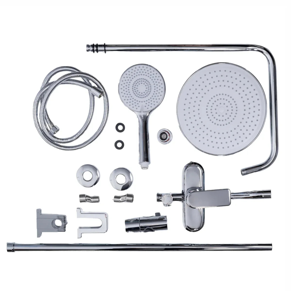 Coloana de dus, cu para fixa si para mobila, Naimeed D6152, 3 functii, otel inoxidabil, Argintiu