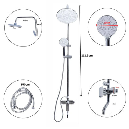 Coloana de dus, cu para fixa si para mobila, Naimeed D6152, 3 functii, otel inoxidabil, Argintiu