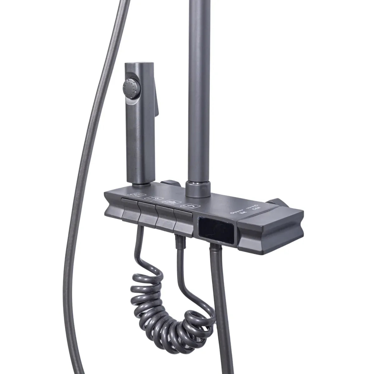 Coloana de dus, cu para fixa si para mobila, Naimeed D6160, 4 functii, otel inoxidabil, Gri