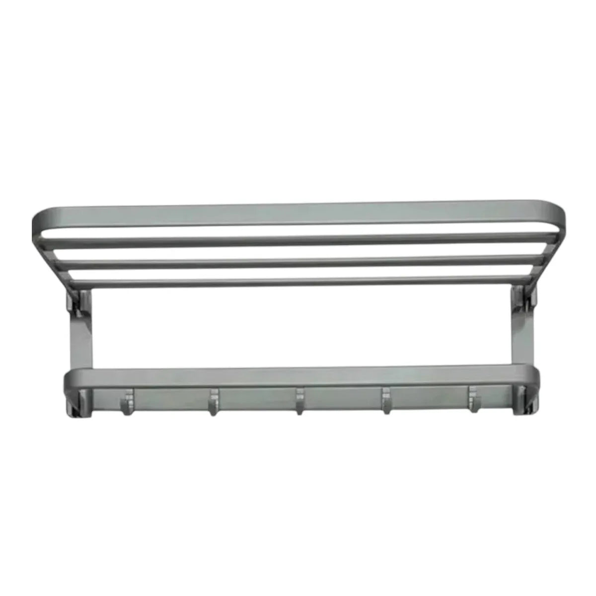 Suport multifunctional, tip etajera, cu 5 carlige, din aluminiu, Naimeed D6162, Gri