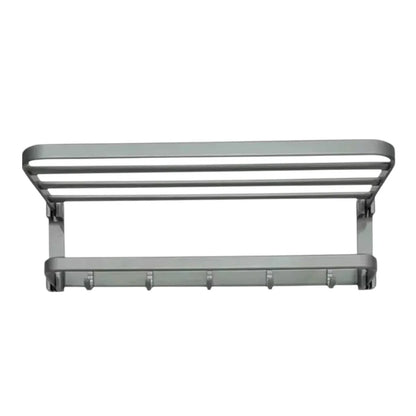 Suport multifunctional, tip etajera, cu 5 carlige, din aluminiu, Naimeed D6162, Gri