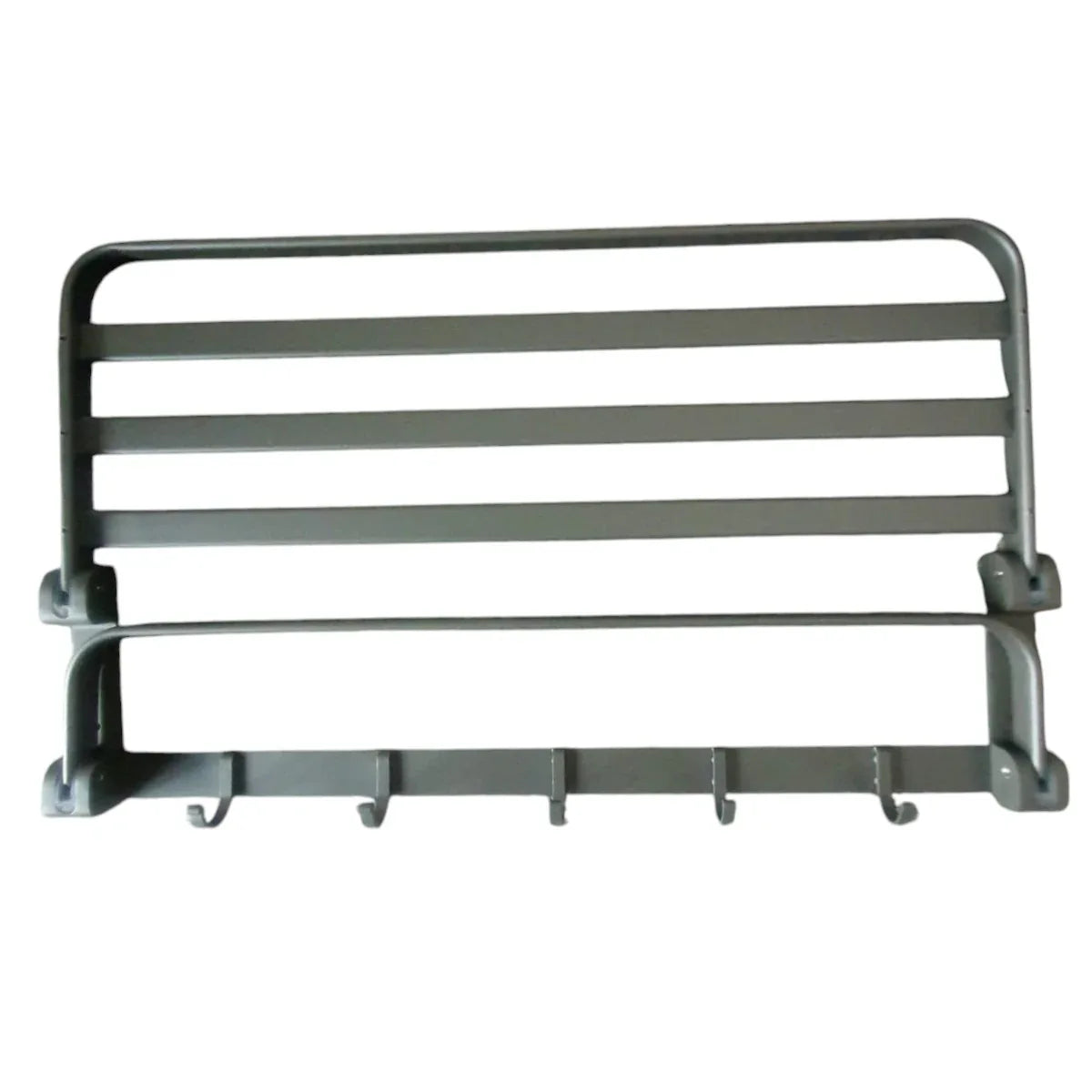 Suport multifunctional, tip etajera, cu 5 carlige, din aluminiu, Naimeed D6162, Gri