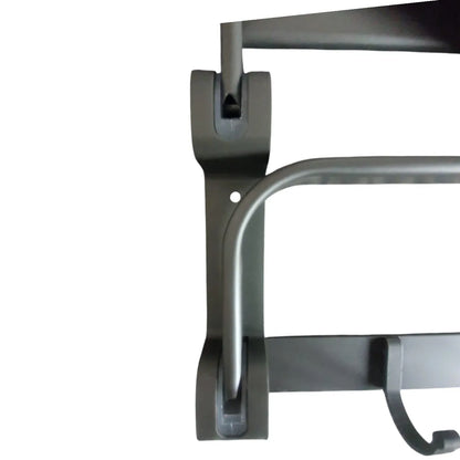 Suport multifunctional, tip etajera, cu 5 carlige, din aluminiu, Naimeed D6162, Gri