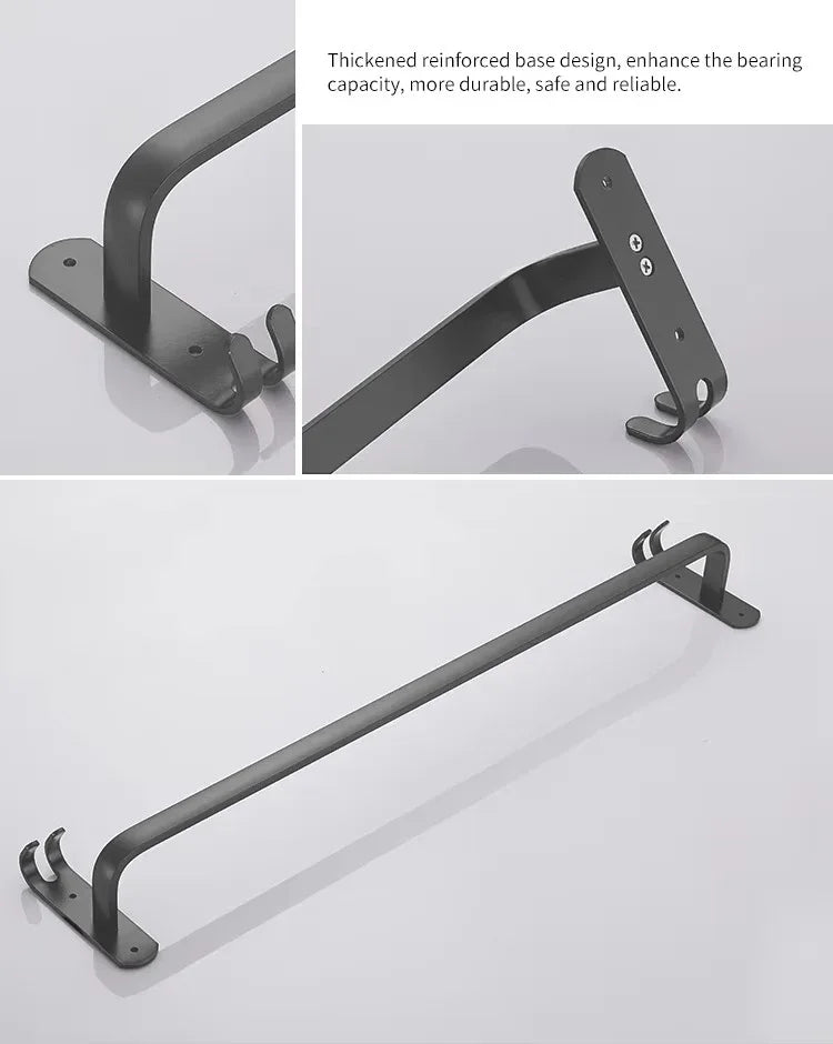 Suport prosoape din aluminiu cu carlige duble, Naimeed D6165, Gri