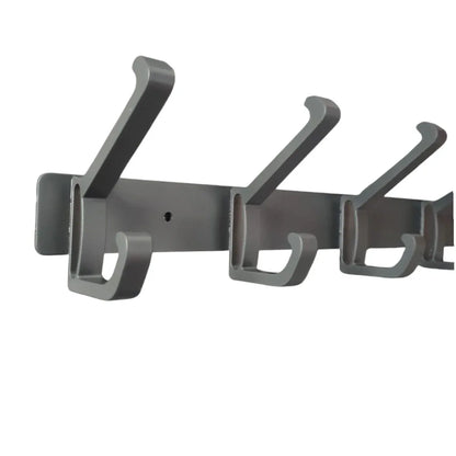 Cuier de perete modern cu 6 carlige duble, aluminiu, Naimeed D6168, Gri