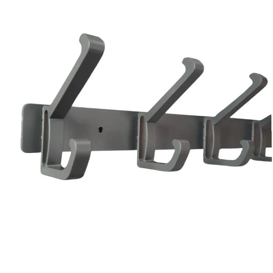 Cuier de perete modern cu 6 carlige duble, aluminiu, Naimeed D6168, Gri