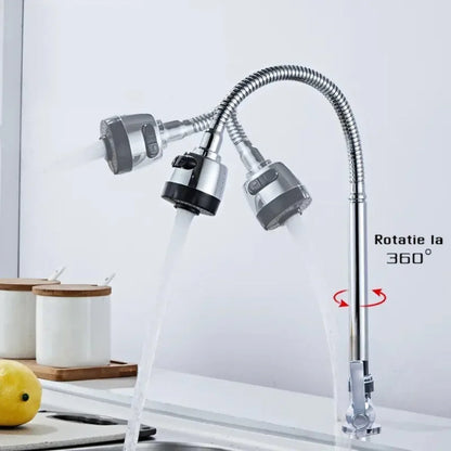 Baterie chiuveta pentru o singura alimentare cu apa, (cald sau rece), rotire 360°, cu doua moduri de jet ajustabil, Naimeed D6183, Argintiu