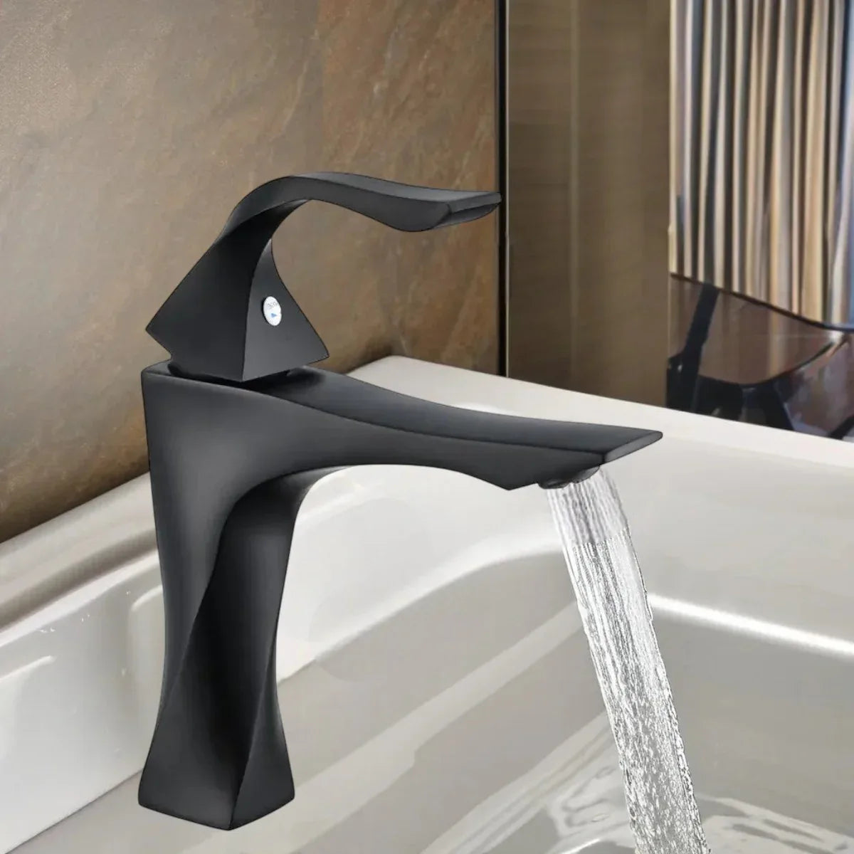 Baterie pentru baie cu design modern, Naimeed D6202, Negru mat
