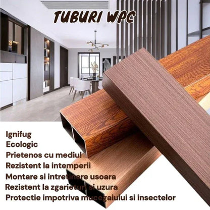 Set 5 profile Rectangular Decorativ Ranforsat WPC, Naimeed D6212, 260x10x5cm, Gri marmura