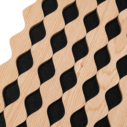 Set 3 Panouri riflaj acustic decorativ, MDF si pasla, Naimeed D6233, 240x30x1.8cm, Castan