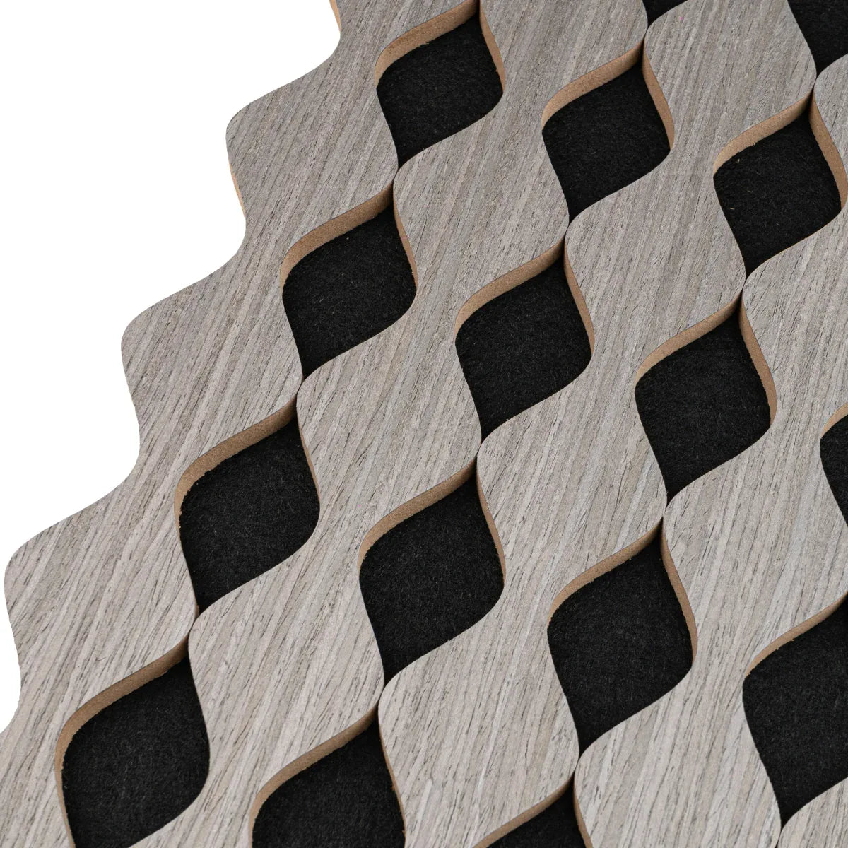 Set 6 Panouri riflaj acustic decorativ, MDF si pasla, Naimeed D6234, 240x30x1.8cm, Gri