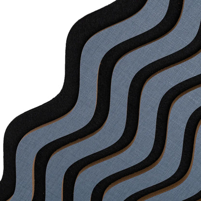 Set 6 Panouri riflaj acustic decorativ, MDF si pasla, Naimeed D6246, 240x30x1.8cm, Gri Inchis