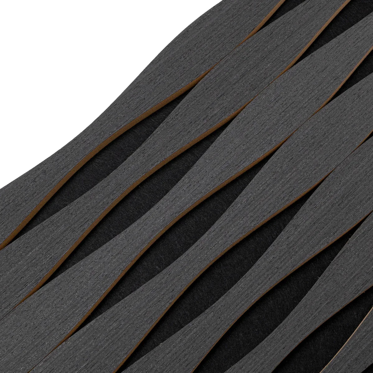 Set 6 Panouri riflaj acustic decorativ, MDF si pasla, Naimeed D6251, 240x30x1.8cm, Stejar Negru