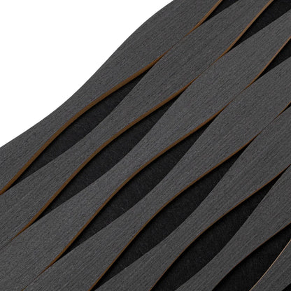 Set 6 Panouri riflaj acustic decorativ, MDF si pasla, Naimeed D6251, 240x30x1.8cm, Stejar Negru