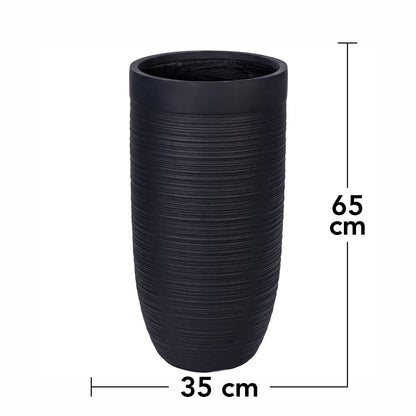 Ghiveci ecologic, Eco-friendly, Naimeed D6339, Mediu, din materiale minerale, Negru, 65x35x35cm