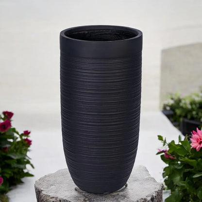 Ghiveci ecologic, Eco-friendly, Naimeed D6339, Mediu, din materiale minerale, Negru, 65x35x35cm
