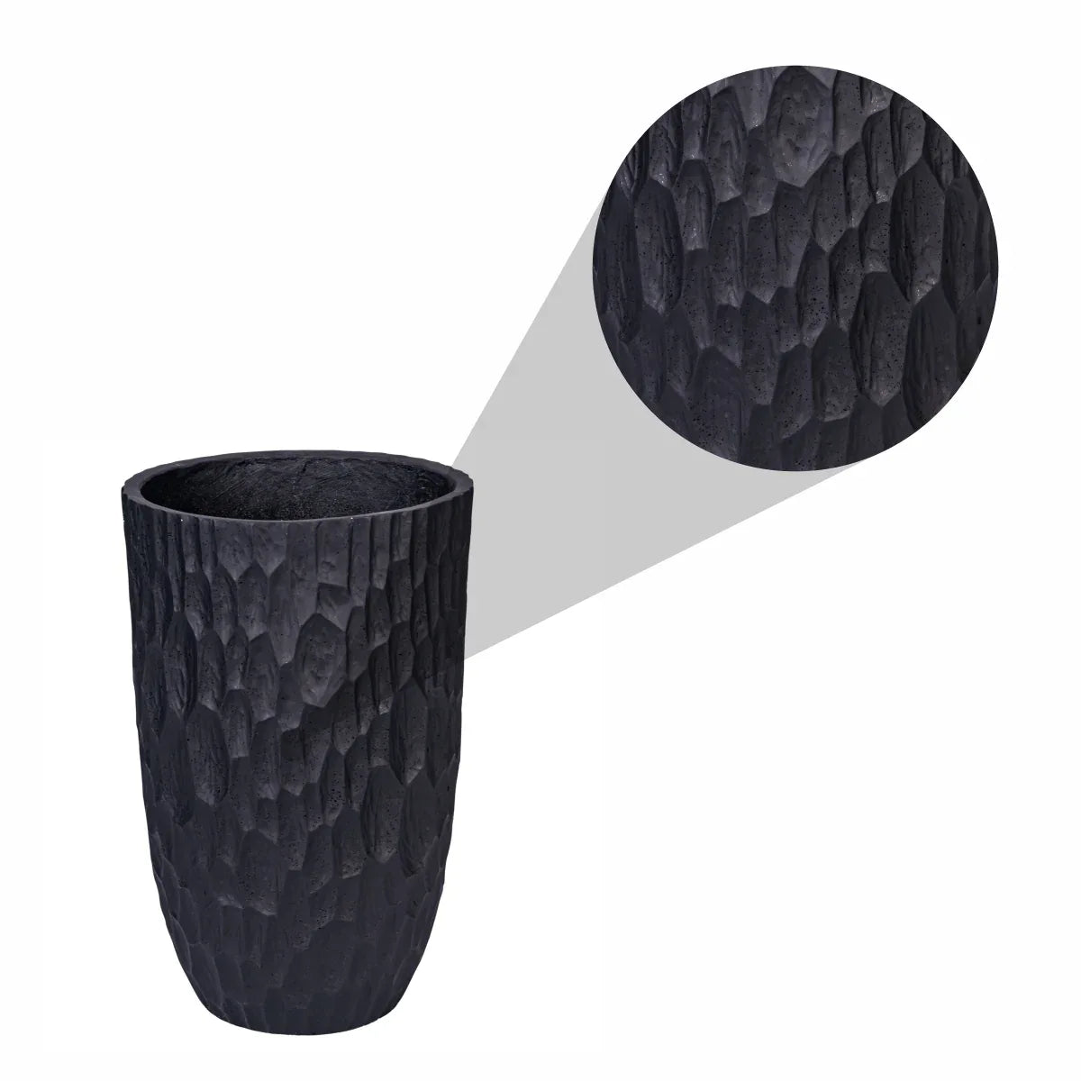 Ghiveci ecologic, Eco-friendly, Naimeed D6343, Mic, din materiale minerale, Negru, 48x30x30cm