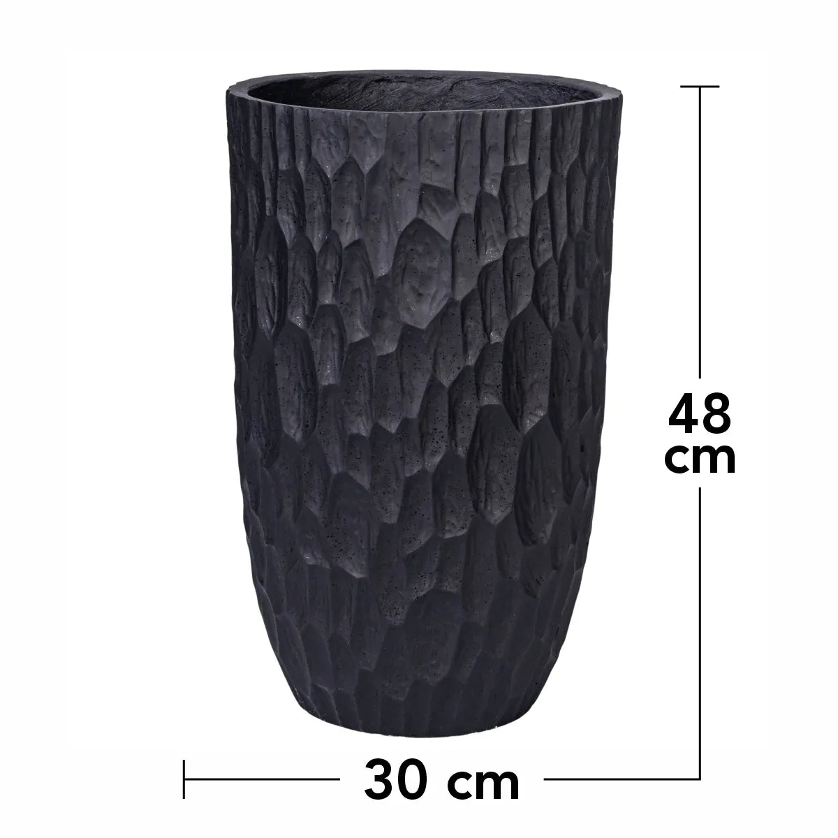 Ghiveci ecologic, Eco-friendly, Naimeed D6343, Mic, din materiale minerale, Negru, 48x30x30cm