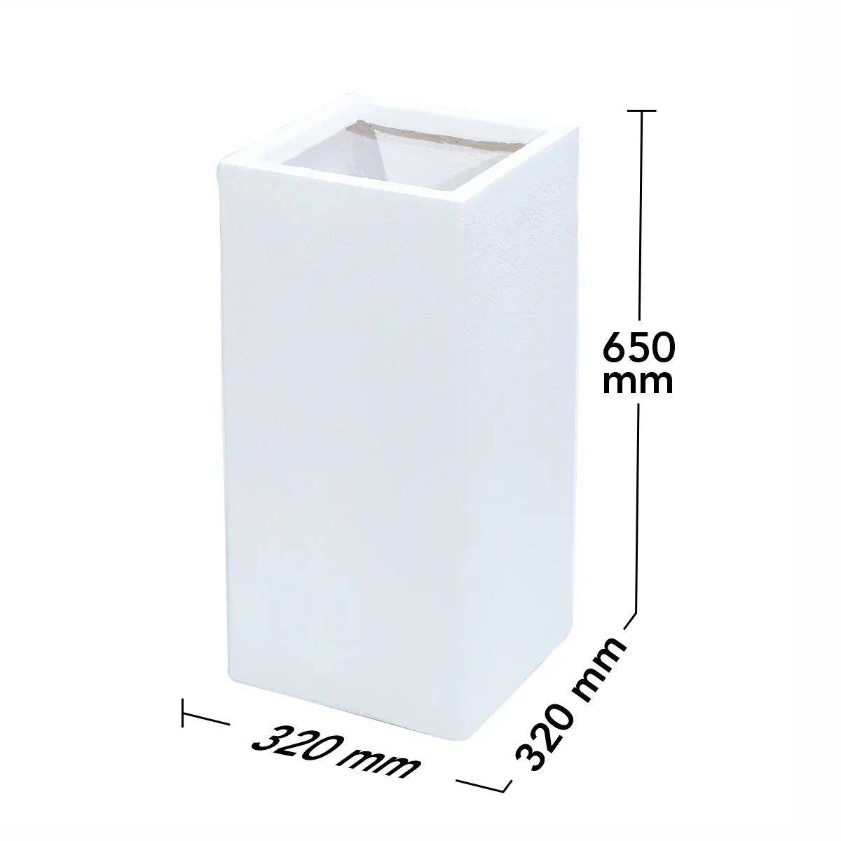 Ghiveci ecologic, Eco-friendly, Naimeed D6350, Mediu, din materiale minerale, Alb, 65x32x32cm