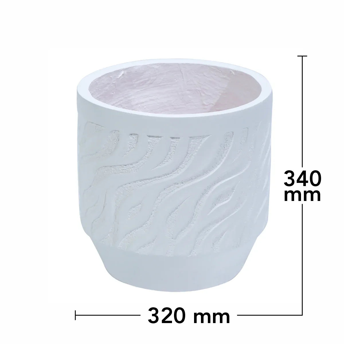 Ghiveci ecologic, Eco-friendly, Naimeed D6360, Mediu, din materiale minerale, Alb, 34x32x32cm