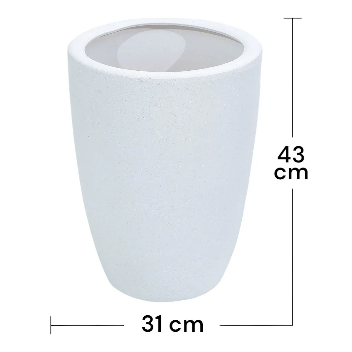 Ghiveci ecologic, Eco-friendly, Naimeed D6364, Mediu, din materiale minerale, Alb, 43x31x31cm